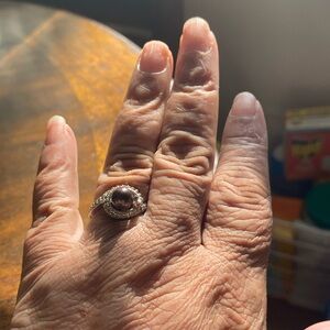 Maui Black pearl set in 925 silver with cubic cirzonia ring  size 8.5